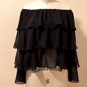 New Zara ruffled on-off shoulder top - Size S